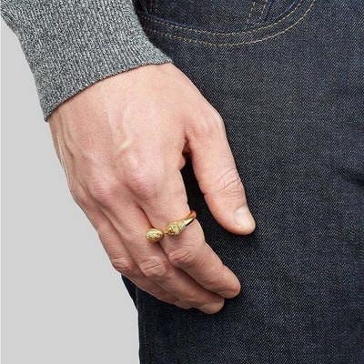 Einstellbarer Manns Lion Head Ring 18K Gold Größe 5 - Größe 10 Messing Lion Ring