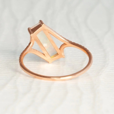 Baguette-Schnitt Opal-Schnee-Spur-Ring Größe 4 Größe 10 925 Sterling Silber Ring