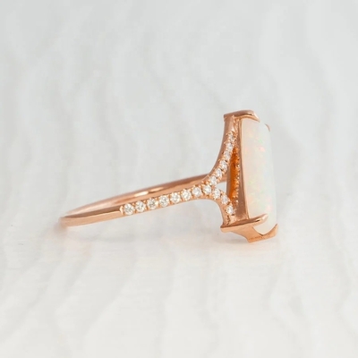 Baguette-Schnitt Opal-Schnee-Spur-Ring Größe 4 Größe 10 925 Sterling Silber Ring