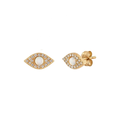 925 Silber-Stud-Ohrringe OEM ODM Opal-Stud-Ohrringe mit Goldbeschichtung