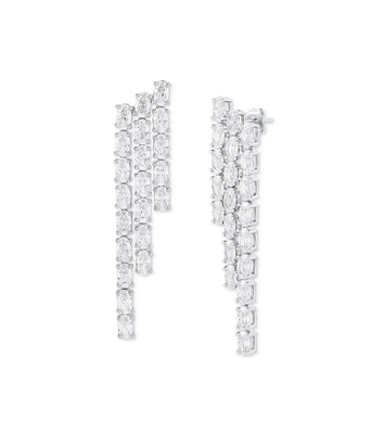 Oval Tennis Weißkuben Zirkon Ohrringe für Frauen Luxus Schmuck