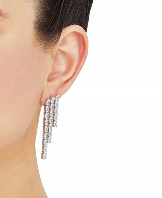 Oval Tennis Weißkuben Zirkon Ohrringe für Frauen Luxus Schmuck