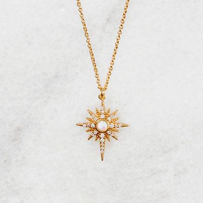 Opalgoldplattierte Starburst Halskette 925 Starburst Halskette Silber