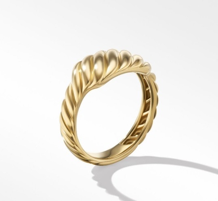 Benutzerdefiniertes Logo Goldbeschichtet David Kabel Welle Herren Edelstahl Ringe