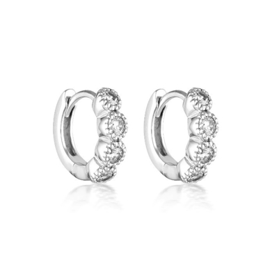 925 Sterling Silber Bezel Setting Cubic Zirkonia Huggies Frauen Ohrringe