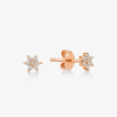 925 Sterling Silber Handgefertigt 18K Gold Plattiert Einfach Weiß CZ Blumen Magnetohrring
