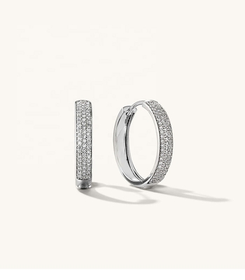 18K Goldplattierte Mikron Pave Huggies 925 Sterling Silber Frauen Ohrringe