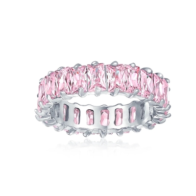 Klares Smaragdgeschnitt CZ Infinity Hochzeitsring 925 Silber Infinity Hochzeitsringe