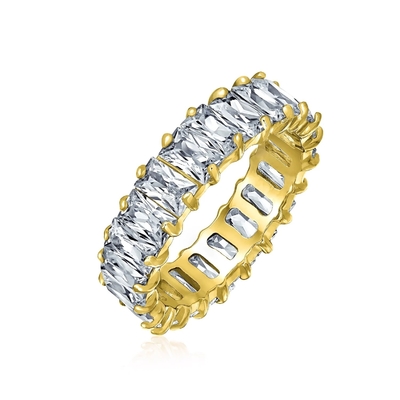 Klares Smaragdgeschnitt CZ Infinity Hochzeitsring 925 Silber Infinity Hochzeitsringe