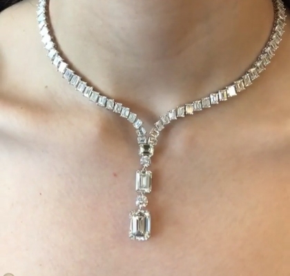 Rhodium beschichtet Bling Bling Anhänger 16in Weiß Tennis Halskette