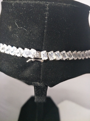 Rhodium beschichtet Bling Bling Anhänger 16in Weiß Tennis Halskette