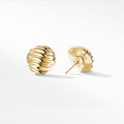 OEM geformte Kabel-Stud-Ohrringe 18K-Goldplattierte Edelstahl-Studs