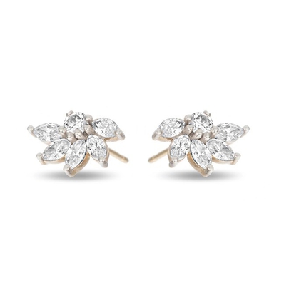925 Silberblumen-Stud-Ohrringe OEM CZ Goldplattierte Stud-Ohrringe