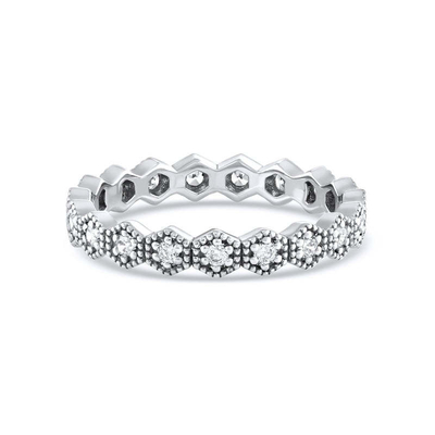 Trendy Ewigkeit Geometrische Form Kubisches Zirkonia stapelbare Ring Band für Frauen