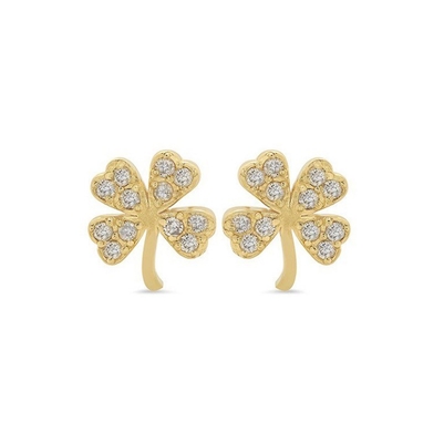 18K-Goldplattiert 925 Sterling Silber Kleeblatt-Ohrring