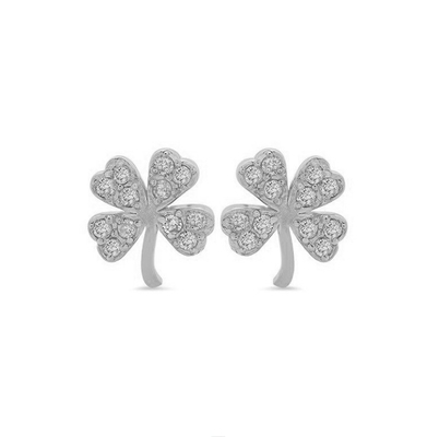 18K-Goldplattiert 925 Sterling Silber Kleeblatt-Ohrring
