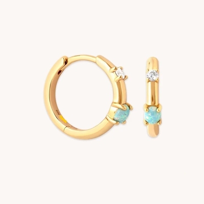 Mystic 18K Gold Plattiert Opal Loops 925 Sterling Silber Neueste Huggies Mode Ohrringe