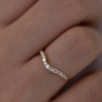 925 Sterling Silber gebogener Diamant Verlobungsring CZ Hochzeitsring