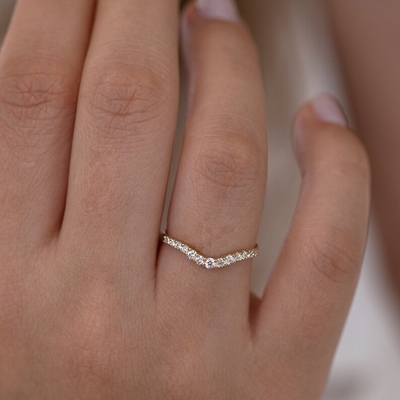 925 Sterling Silber gebogener Diamant Verlobungsring CZ Hochzeitsring