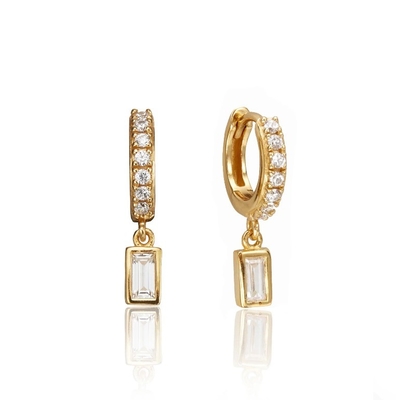 Gold beschichtet 925 Sterling Silber Dangle Ohrringe für Jahrestag, Verlobung