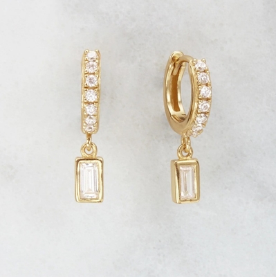 Gold beschichtet 925 Sterling Silber Dangle Ohrringe für Jahrestag, Verlobung