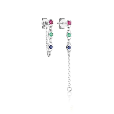 Drop Bezel Weiß Diamant 925 Sterling Silber Kette Ohrringe Mode