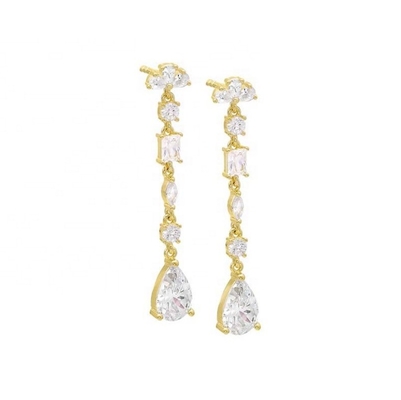 Religiöse Inspiration S925 Sterling Silber Edelstein Drop Ohrringe in 18K Goldplattierung