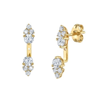 Weiße Kubikzirkon-Cluster-Diamant-Stud-Jacke-Ohrringe 925 18K Goldplattiert