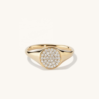 OEM ODM Herren 14K Gold Signet Ring Damen Zirkon Gold Ring angepasst