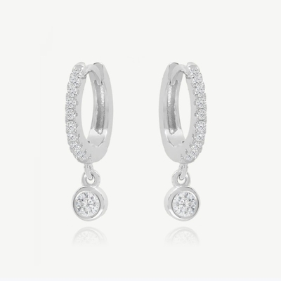 18K Goldplattiert S925 Silber Kleine Huggies Einzige Bezel Stein Hoops Ohrringe für Frauen