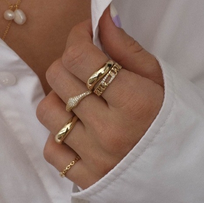 US5-US10 925 Sterling Silber Stackbare Ringe 18K Goldplattiert