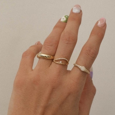US5-US10 925 Sterling Silber Stackbare Ringe 18K Goldplattiert