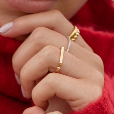 Platinplattierte S925 Silberring US Größe 5 Signatur dünner Ring mit Bewertung durch Dritte