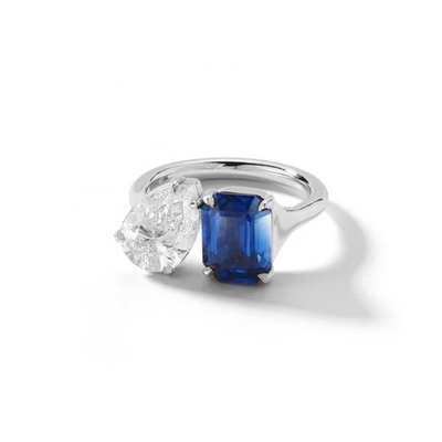 Custom Frauen Mädchen Schmuck Verstellbare offene Ringe mit großen Steinen in 925 Sterling Silber