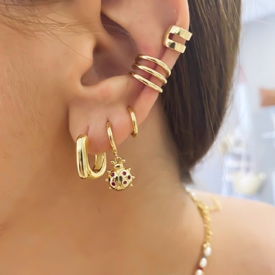 Ohrringe Echt 18K Gold Plattiert Hoop Huggie Sterling Silber 925 Schmuck für Frauen Mädchen