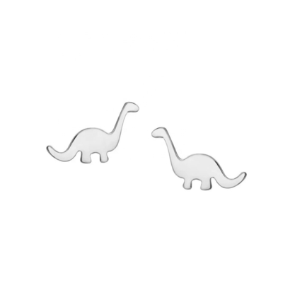 Kinder-Dinosaurier-Goldplattierte Ohrringe 925 Sterling Silber Mini