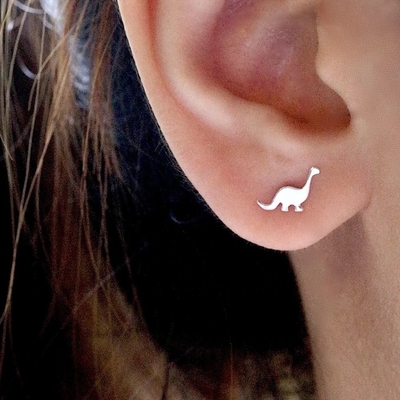 Kinder-Dinosaurier-Goldplattierte Ohrringe 925 Sterling Silber Mini