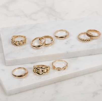 Erstaunlicher Barock 14K Gold Gradient Twist 925 Sterling Silber Damenring Schmutzfrei Schmuck