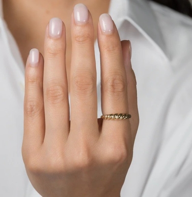 Erstaunlicher Barock 14K Gold Gradient Twist 925 Sterling Silber Damenring Schmutzfrei Schmuck