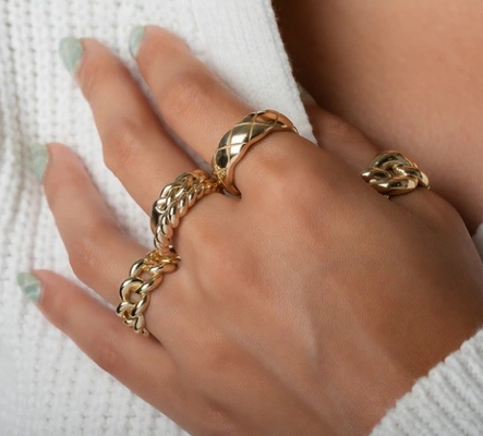 Erstaunlicher Barock 14K Gold Gradient Twist 925 Sterling Silber Damenring Schmutzfrei Schmuck
