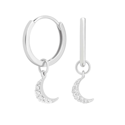 Dangle Moon Hoop Ohrringe 925 Silber für Frauen Brasilianische Goldbeschichtung 18K Custom Schmuck