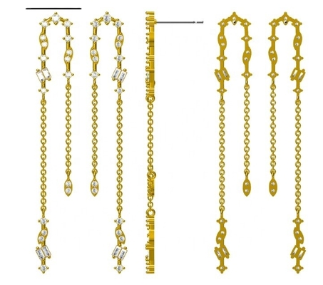 2024 brasilianische Goldplattierung Drop Chain Ohrringe Frauen 925 Sterling Silber Ohrringe