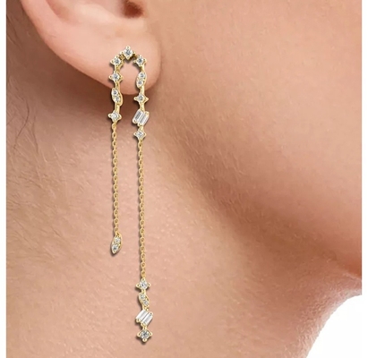 2024 brasilianische Goldplattierung Drop Chain Ohrringe Frauen 925 Sterling Silber Ohrringe