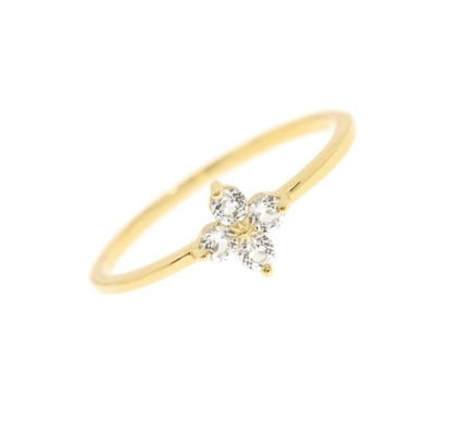 Elegant 18K Gold Vermeil Vier Topaz Edelsteine Blüte 925 Sterling Silber Ringe