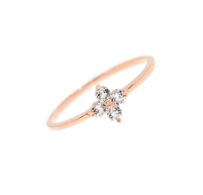 Elegant 18K Gold Vermeil Vier Topaz Edelsteine Blüte 925 Sterling Silber Ringe