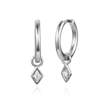 Option Stein Farbe Trendy 18k Echtgold Plattiert Hoop Dangle Ohrring in 925 Sterling Silber