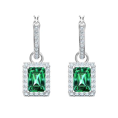 Grüne CZ Diamant 925 Sterling Silber Klassiker Luxus Hoop Ohrringe für Frauenmodelle