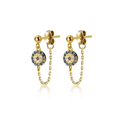 925 Sterling Silber CZ Diamantgoldplattierte Ohrringe für Frauen Silber/Brass