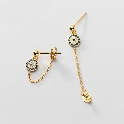 925 Sterling Silber CZ Diamantgoldplattierte Ohrringe für Frauen Silber/Brass