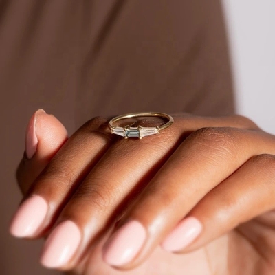 Feine Schmuckstücke Drei Steine Diamantringe für Frauen in 14K 18K Goldplattiert